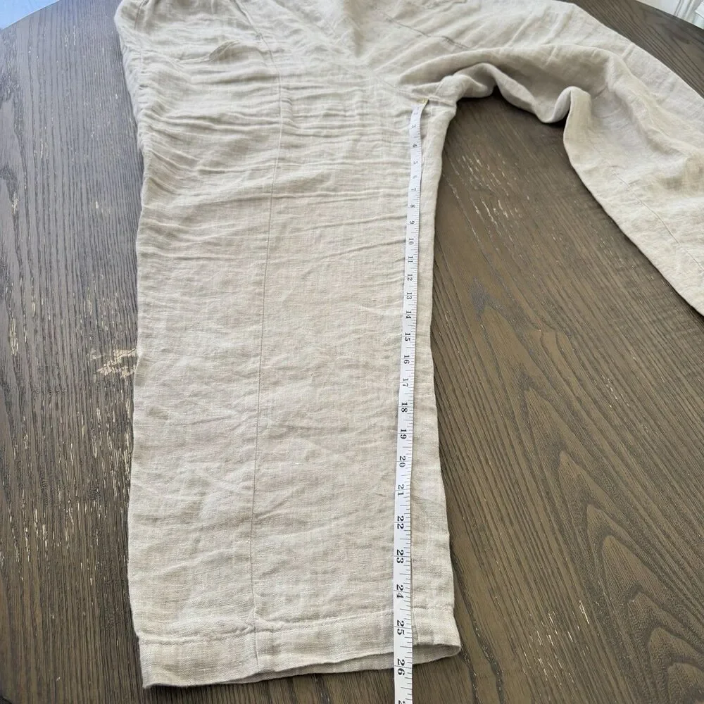 Quince Women's 100% Linen Pants Size XL Tan Relaxed Lightweight Pockets Boho